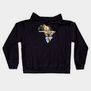 African Wildlife Continent Collage Kids Hoodie